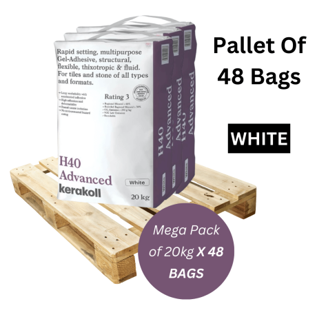 Kerakoll H40 Advanced Rapid Set S1 Gel Adhesive White 20kg Full Pallet (48 Bags)