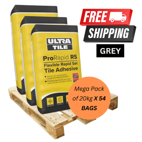Ultra Tile ProRapid RS C2FT Flexible Rapid Set Adhesive 20kg Grey Full Pallet (54 Bags)